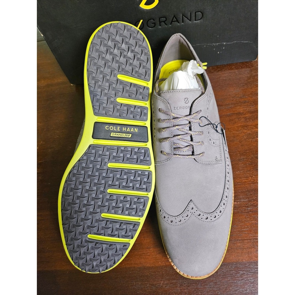 Cole Haan OriginalGrand Wingtip Oxford Mens Grey Lime Waterproof Brogue Shoes